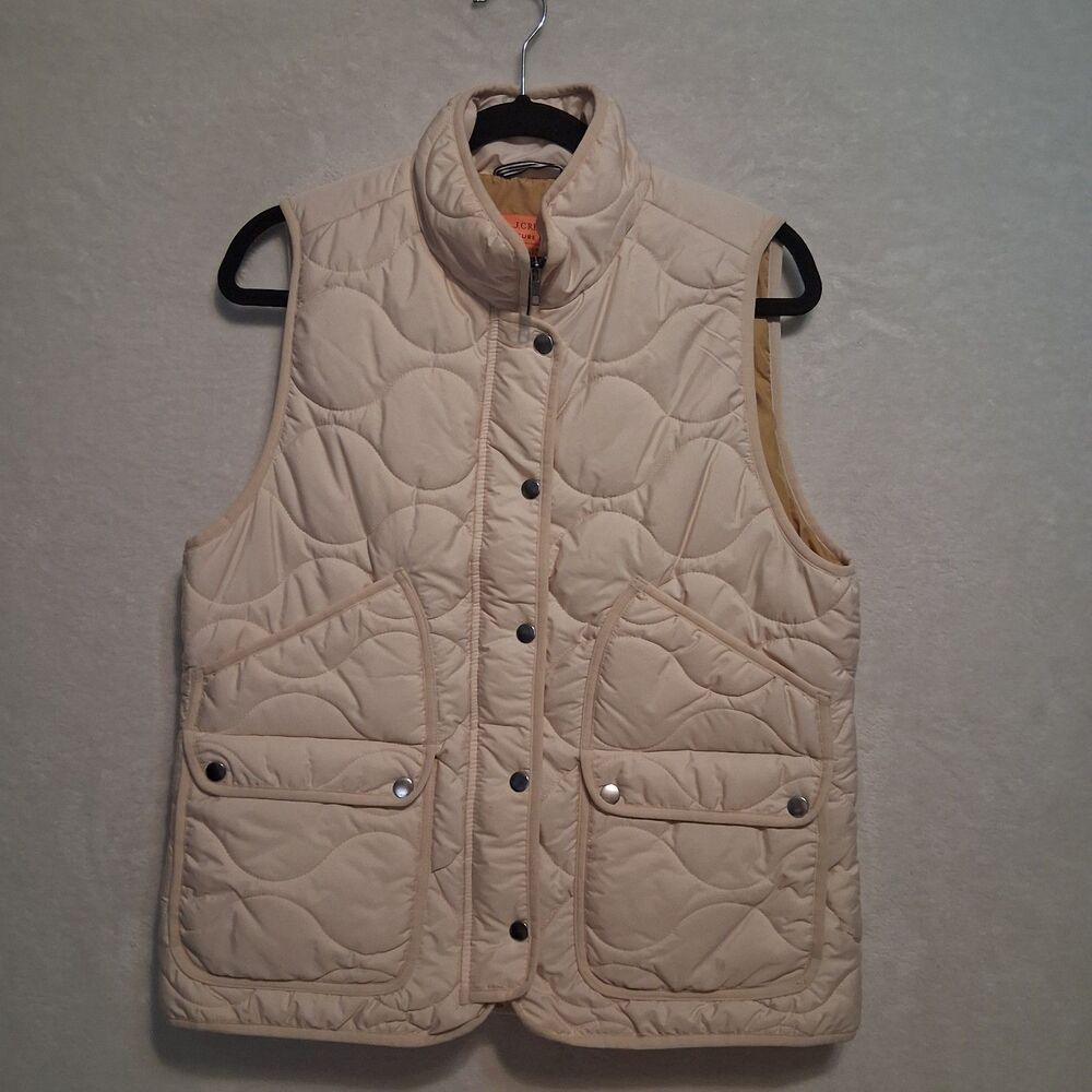J.Crew L Vest Signature Puffer Quilted Primaloft Cream Classic Preppy Gorpcore